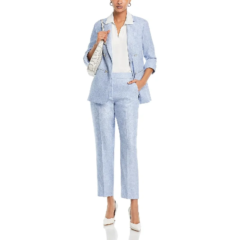 Womens Solid Pocket Straight Leg Pants Wide-Legged Palazzos