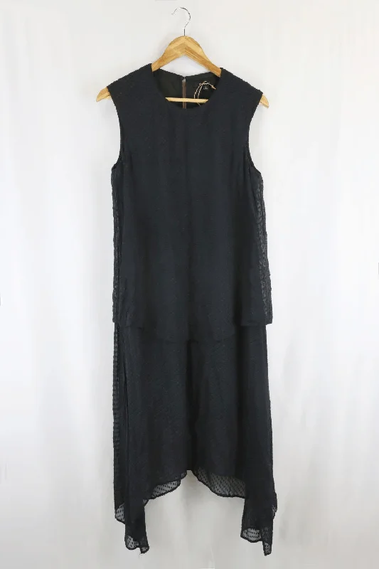Life With Bird Black Dress 1(Au 4) Crew Neckline Casual
