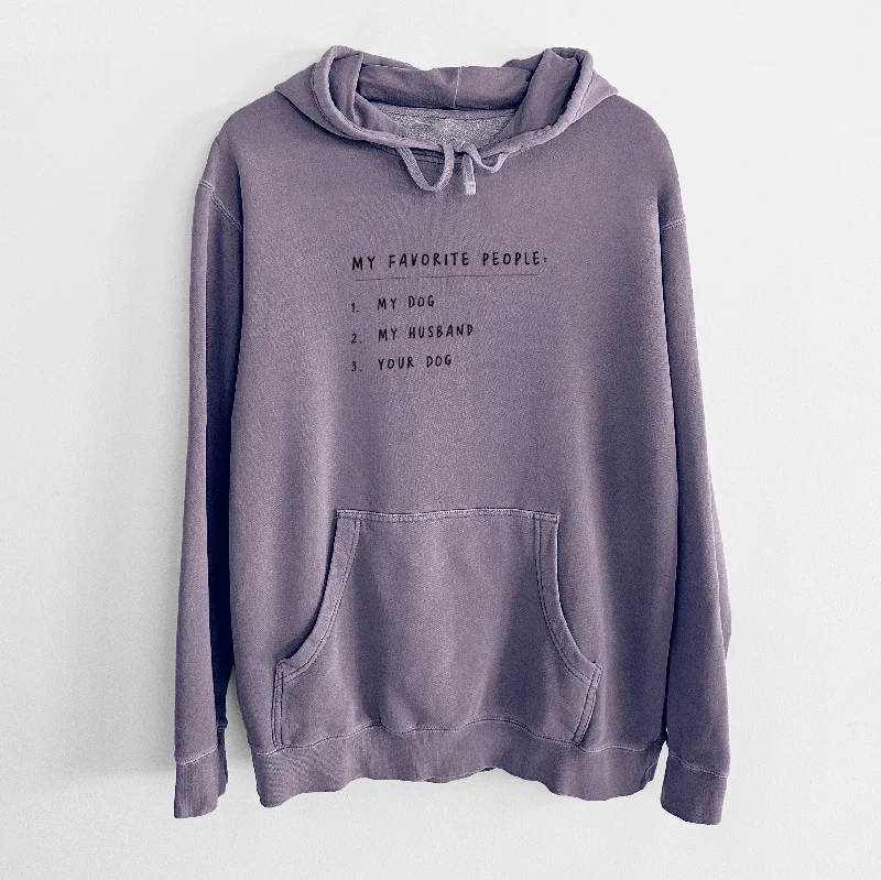 My Favorite People: Dog, Husband, Dog - Unisex Pigment Dyed Hoodie Hoodie with Half-Zip Sporty Casual