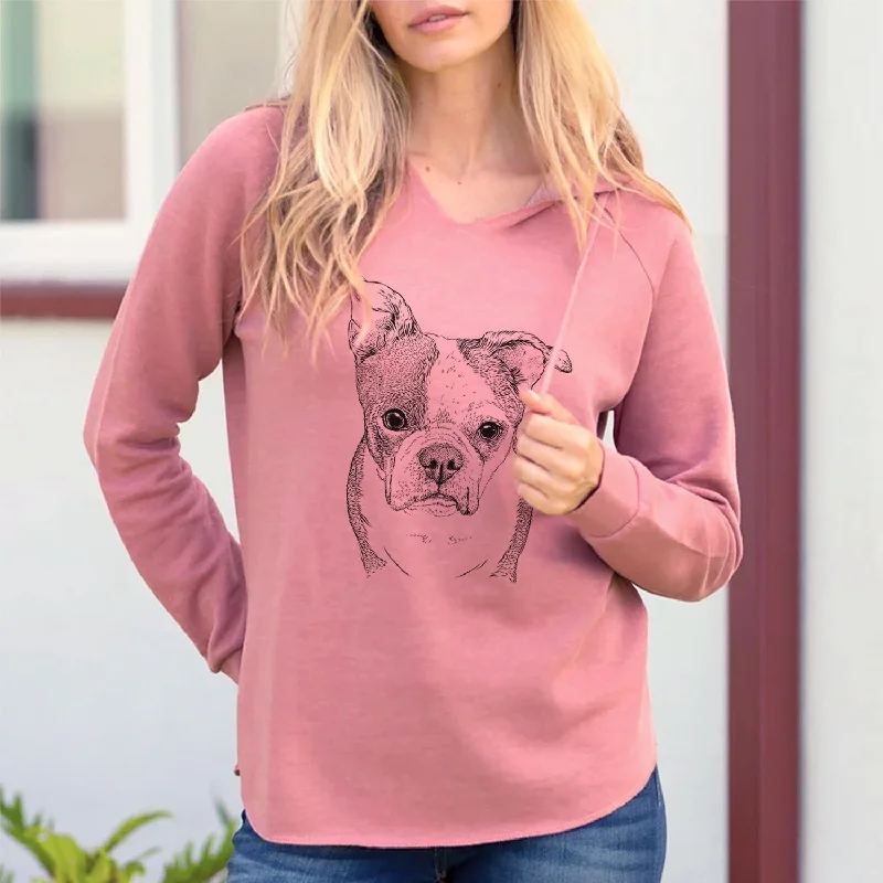 Bandit the Boston Terrier - Cali Wave Hooded Sweatshirt Hoodie with Cropped Fit Short Trendy