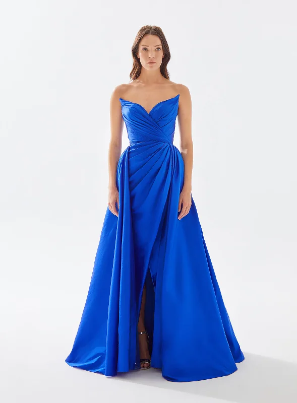 Tarik Ediz 52126 Tessa Elbise  Sweetheart Neck Draped Dress Maxi Flowy Bohemian