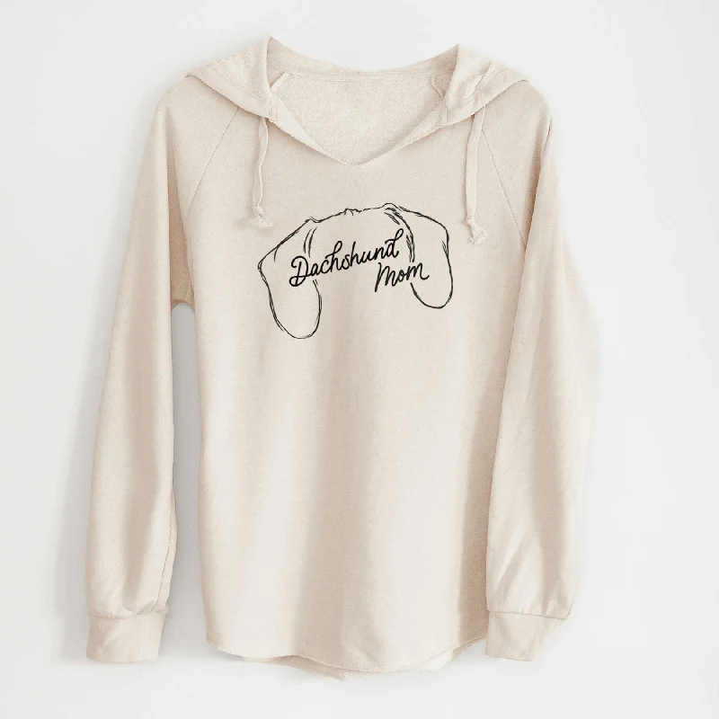 Dachshund Mom - Cali Wave Hooded Sweatshirt Hoodie with Elastic Waist Stretchable Comfortable