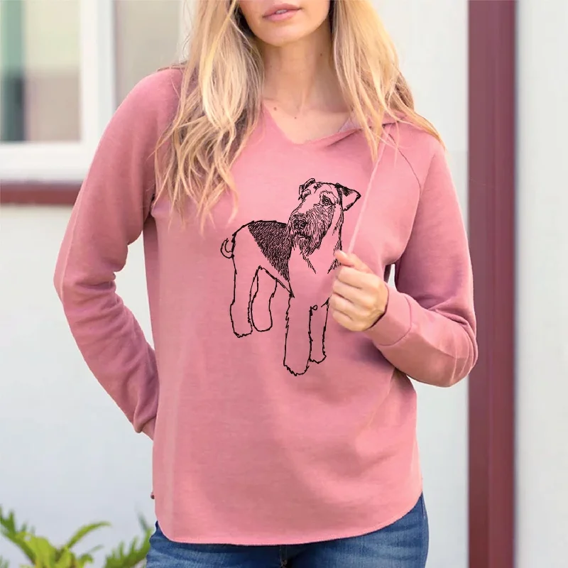 Doodled Nash the Airedale Terrier - Cali Wave Hooded Sweatshirt Hoodie with Toggle Buttons Decorative Unique