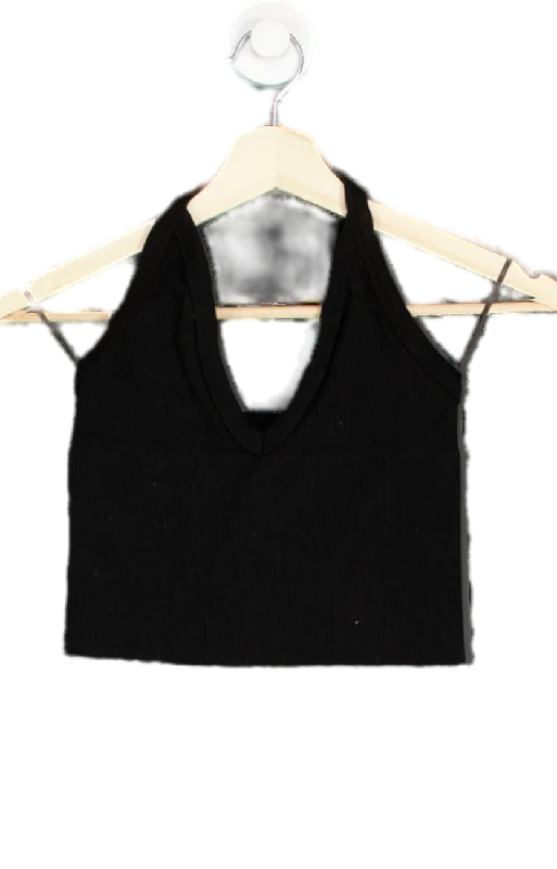 Out From Under Black Ribbed Crop Top UK S Machine Wash Dry Clean Hand Wash