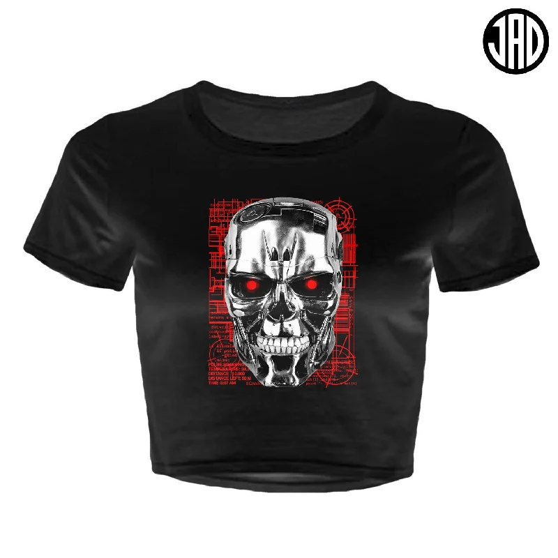 Judgment Day - Women's Crop Top Collared Crop Top Boat Neck A-Line