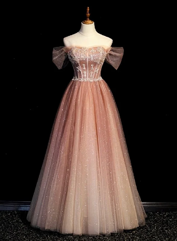 Pink Gradient Beaded Sweetheart Party Dress, Pink Gradient Evening Party Dresses Tunics Silk luxurious