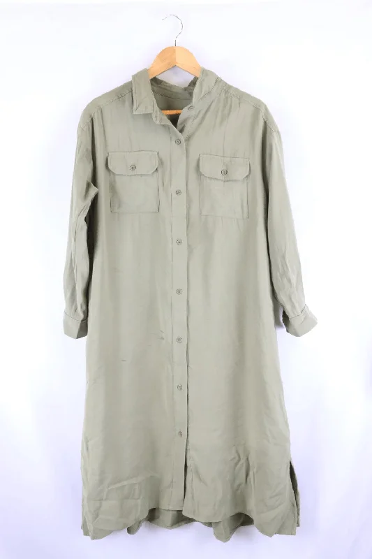 Global Al Work Green Dress M Tunics Practical durable