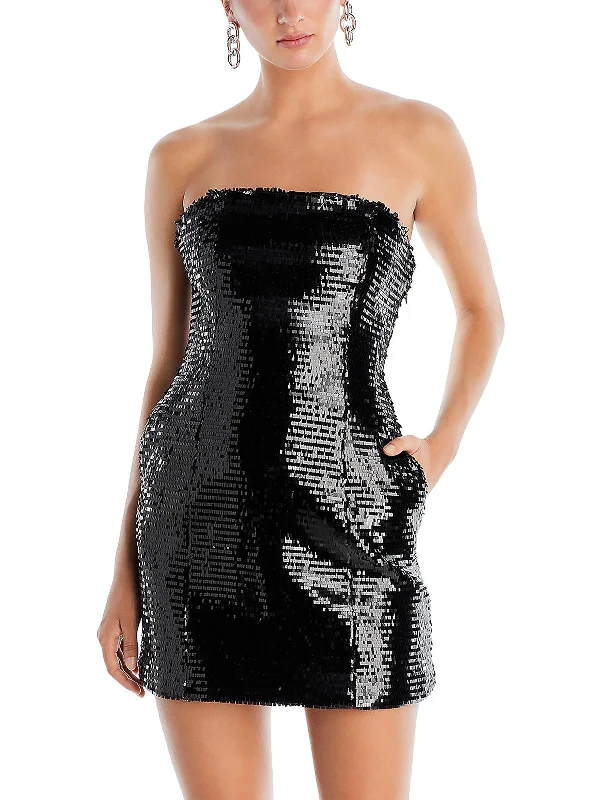 Elsie Womens Sequin Fringe Cocktail And Party Dress Tunics Party sparkling