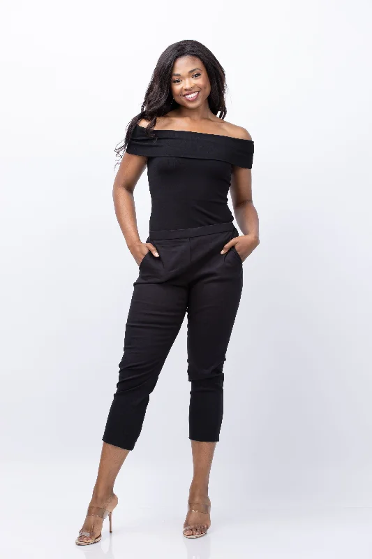 Theory Treeca Pull-On Pant in Admiral Crepe in Black Stylish Harem Pants