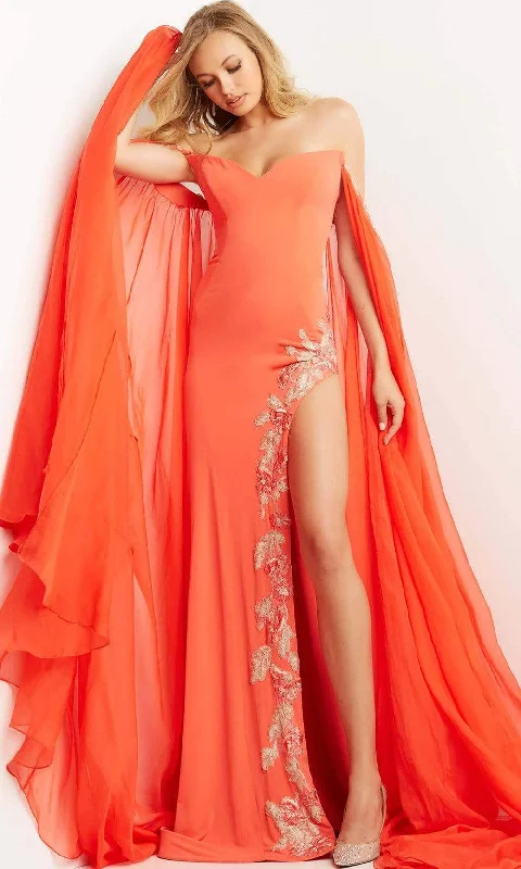 Jovani  07419 - Off Shoulder Cape Dress Tunics Stylish elegant