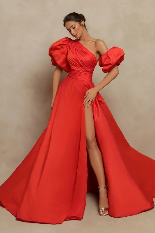 Tarik Ediz 98098 One Shoulder Taffeta Puffer Cindy Dress Tunics Prom sequined