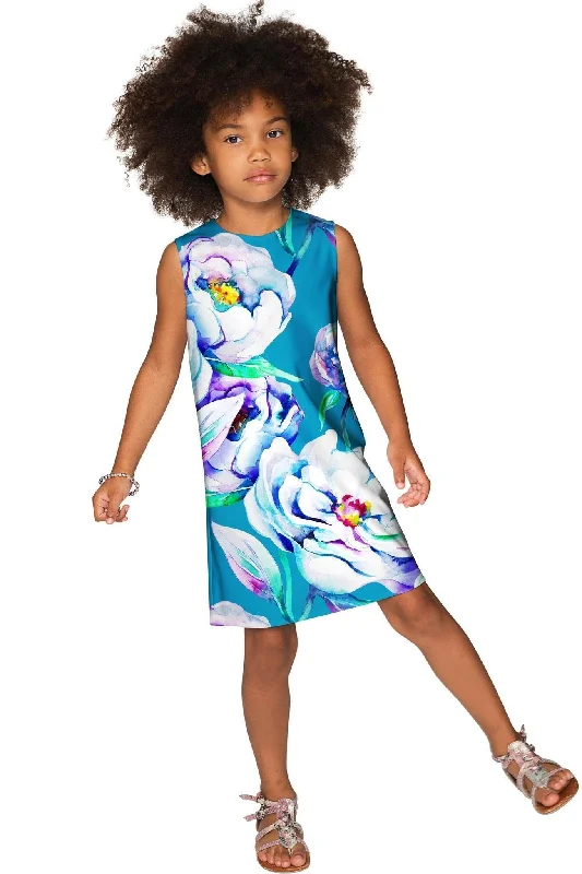 Gentle You Adele Fancy Floral Pattern Shift Party Dress - Girls Tunics Travel practical
