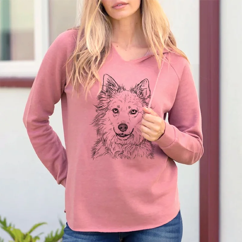 Chia the Samoyed Husky Mix - Cali Wave Hooded Sweatshirt Hoodie with Turtle Neck Cozy Winter
