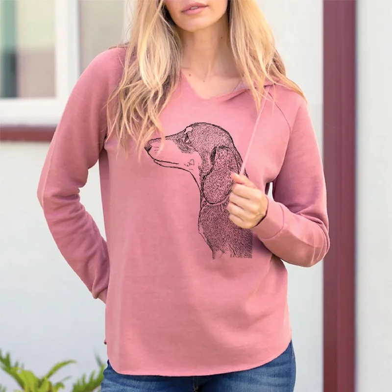 Profile Dachshund - Cali Wave Hooded Sweatshirt Hoodie with V-Neck Classic Versatile