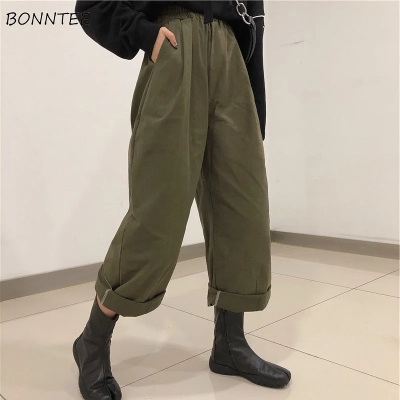 Women Pants Plus Size Loose High Waist Streetwear Trendy Wide-Legged Trousers