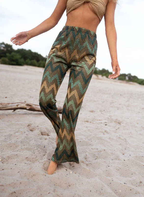 Khaki Lody Glittery Pants High-Waist Yoga Pants