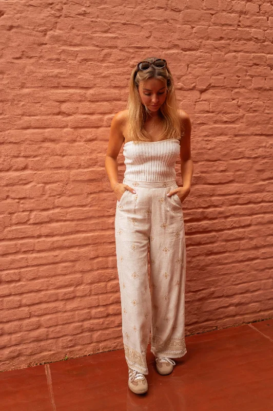 Beige Ginou Pants High-Waist Jeans