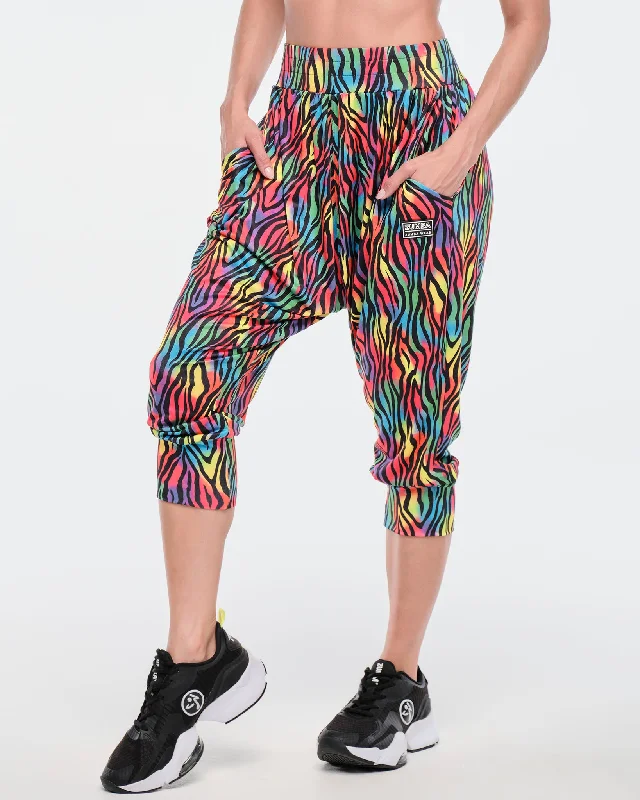 Funscape Harem Crop Pants - Rainbow Soft Stretch Trousers