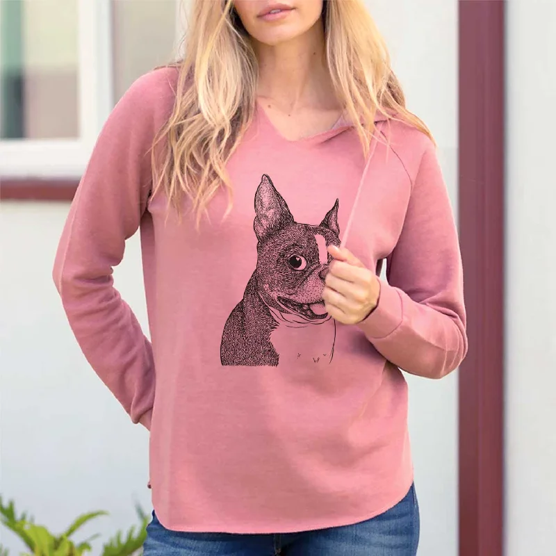 Ralphie the Boston Terrier - Cali Wave Hooded Sweatshirt Hoodie with Earth Tones Natural Calm