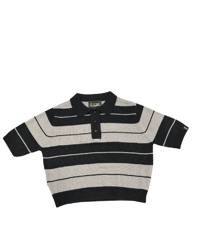 California Lowrider Rider Charlie Brown Crop Top- Black/Grey Hooded Caped Shawl Collar