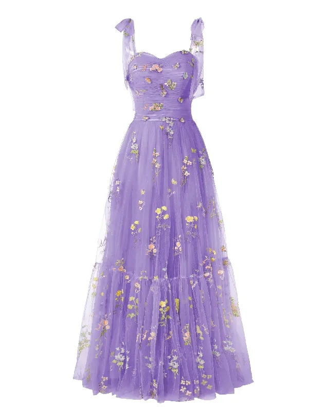 Elegant Embroidery Lavender Prom Dresses Sweetheart Spaghetti Straps A Line Party Dress Long Simple Formal Dress Tunics Modern contemporary