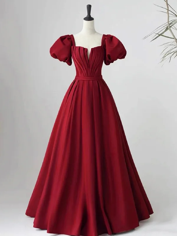 Lovely Satin Floor Length Short Sleeves Party Dress, A-Line Evening Party Dress Tunics Recommended stylist