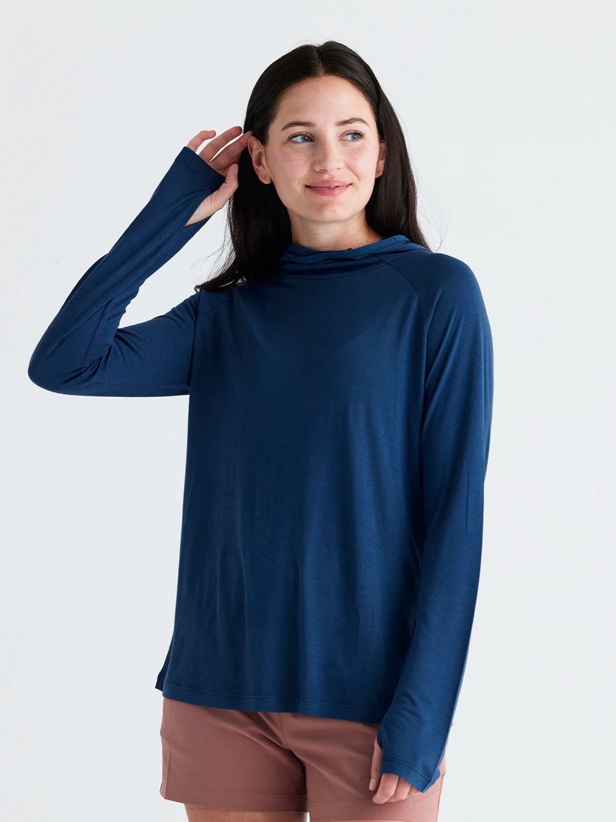 Women's Bamboo Lightweight Hoodie II - True Navy Hoodie with Double Zipper Versatile Adjustable