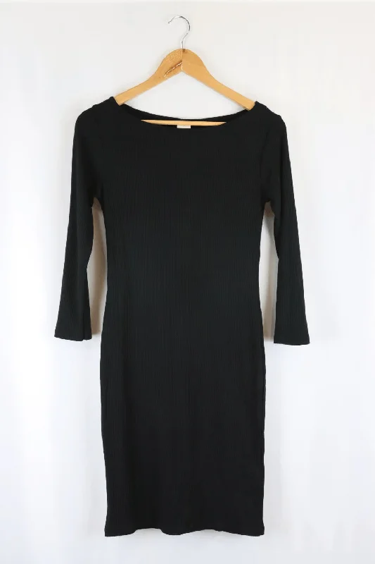 H & M Black Dress S Elegant Long Evening