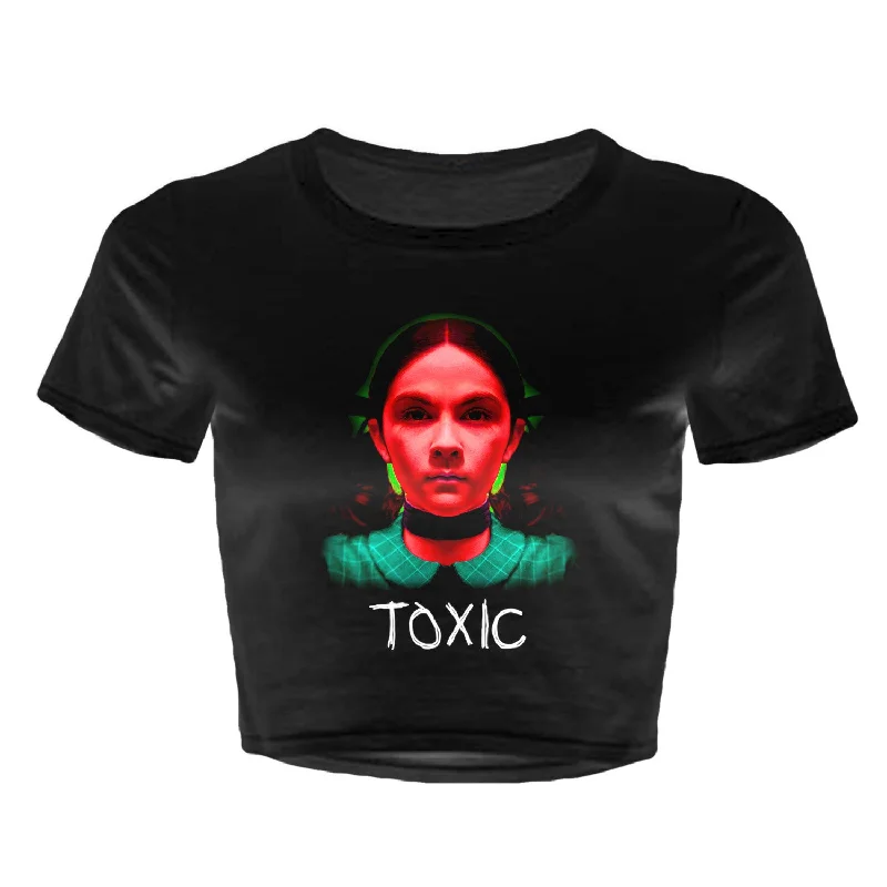 Toxic - Women's Crop Top Graphic Embroidered Appliqued