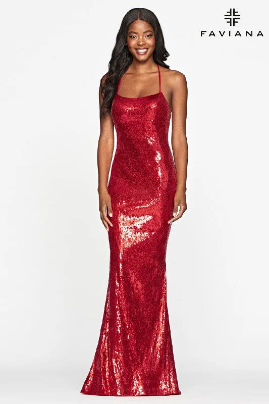 Sequin Scoop Neck Dress With Corset Back Tunics Business professional