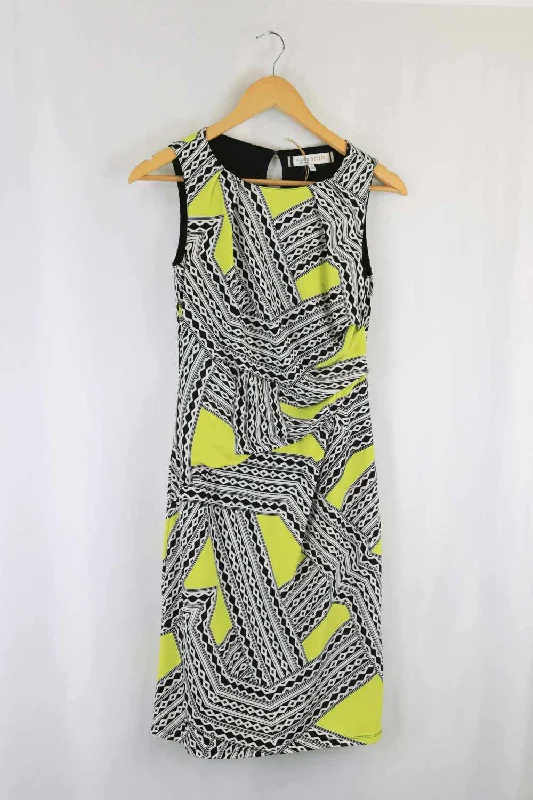 Principles By Bendelisi Petite Black and White and YELLOW Dress 8 Cowl Neckline Elegant