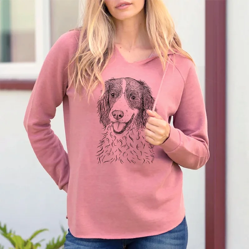Maggie the Springer Spaniel - Cali Wave Hooded Sweatshirt Hoodie with Hem Patch Decorative Personalized