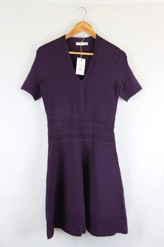 Sandro Purple Dress 3 (12) Crew Neckline Casual