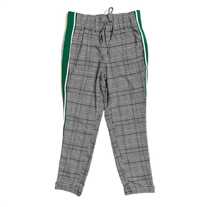 Women's Side Stripe Houndstooth Jogger Casual Ankle Pants In Multicolor High-Waist Jogger Pants