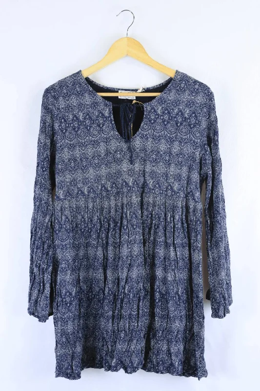 Tree Of Life Blue Paisley Dress L Tunics Fleece cozy