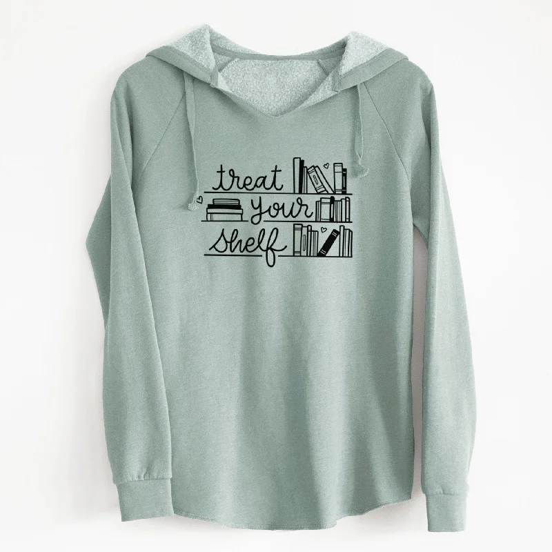 Treat Your Shelf - Book Pun - Cali Wave Hooded Sweatshirt Hoodie Dress Longline Feminine