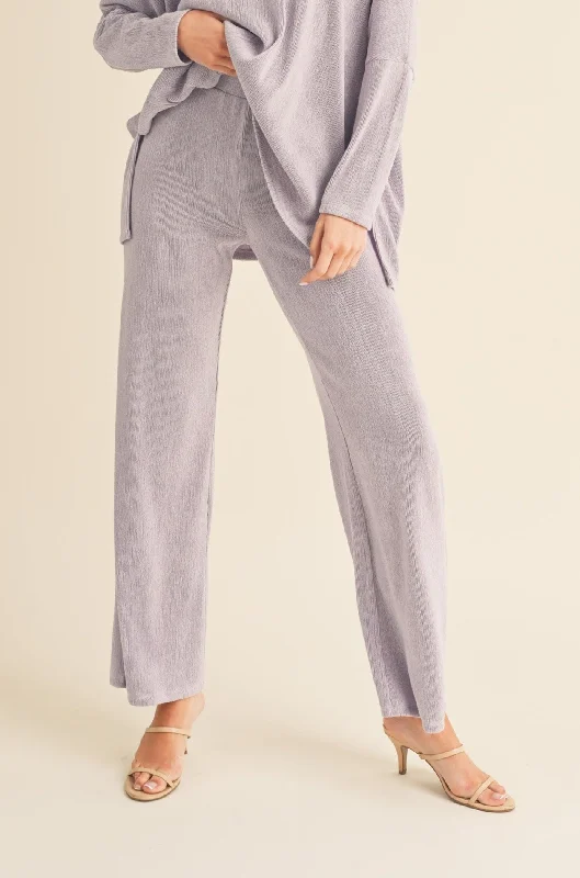 Women's Textured Wide Leg Pants Relaxed Lounge Trousers
