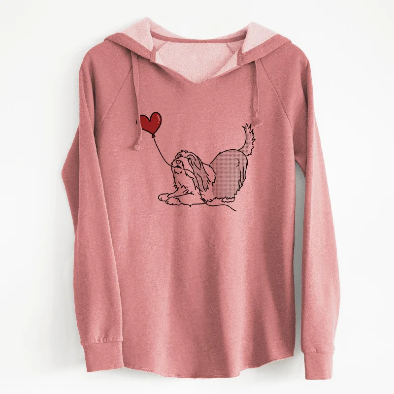 Bearded Collie Heart String - Cali Wave Hooded Sweatshirt Hoodie with Turtle Neck Cozy Winter