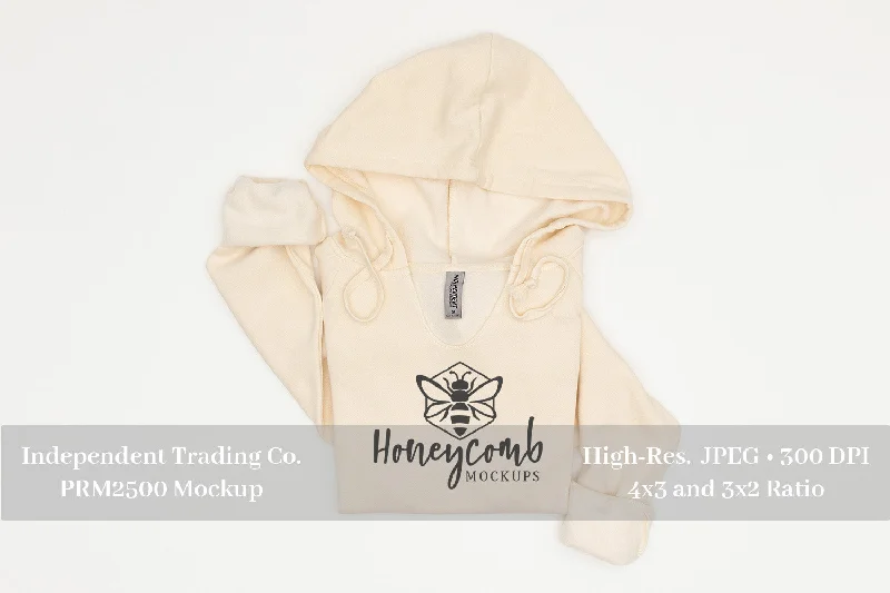 Folded Sweatshirt Mockup, PRM2500 Bone Mockup, Womens Hooded Sweatshirt Mockup Hoodie with Pastel Soft Subtle