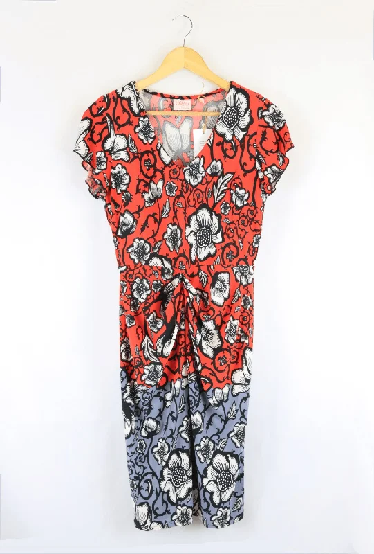 Leona By Leona Edmiston Red Dress 10 Square Neckline Feminine