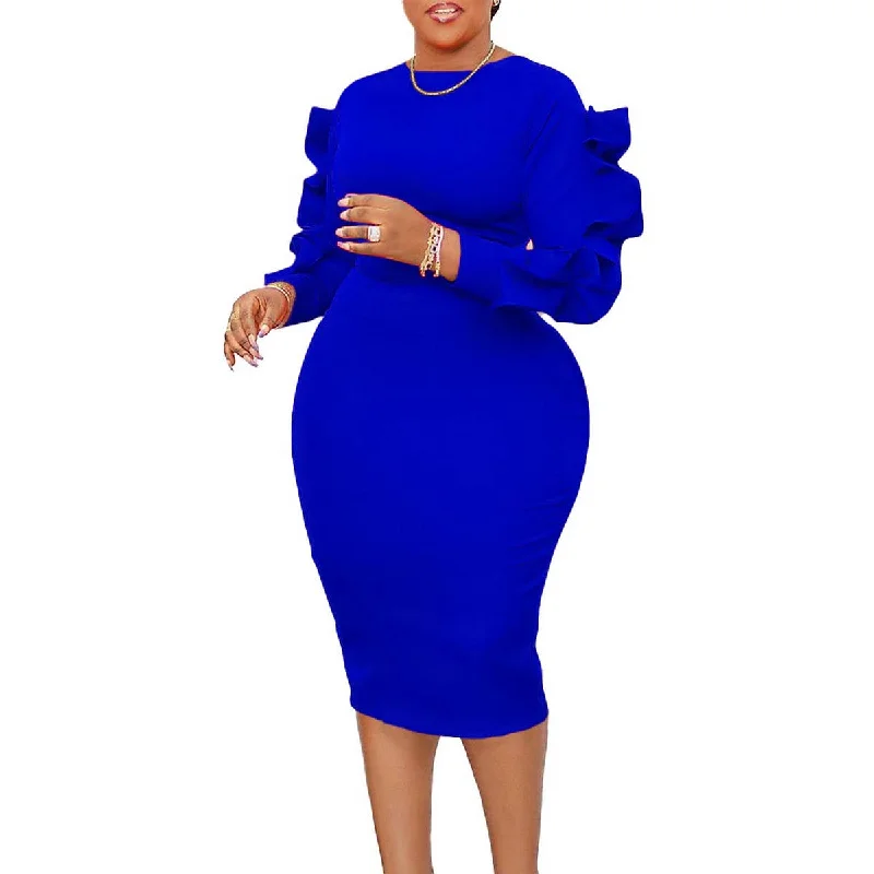 Ruffle Sleeve Dress in Cobalt Tunics Review highly