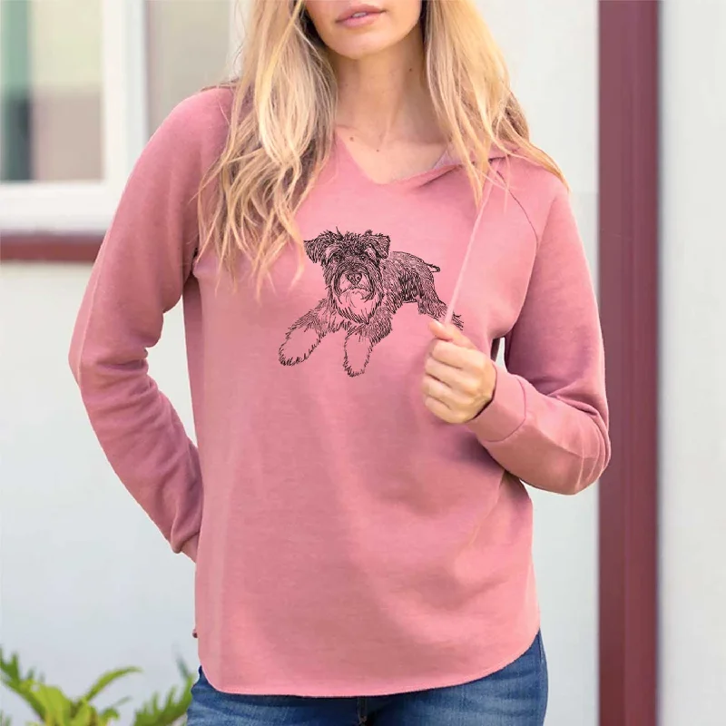Doodled Bentley the Miniature Schnauzer - Cali Wave Hooded Sweatshirt Hoodie with Lining Warm Insulated