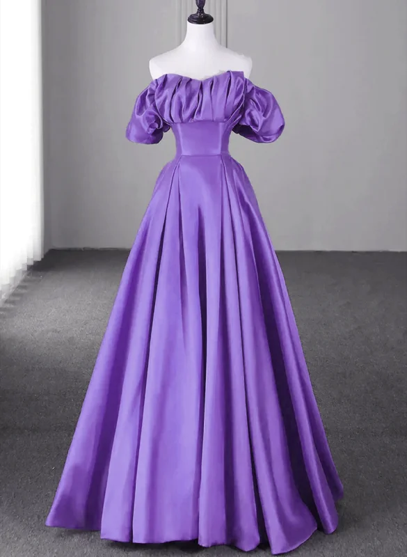 Off Shoulder Satin Sweetheart Lace-up Party Dress, Satin Simple Long Prom Dress Tunics Modern contemporary