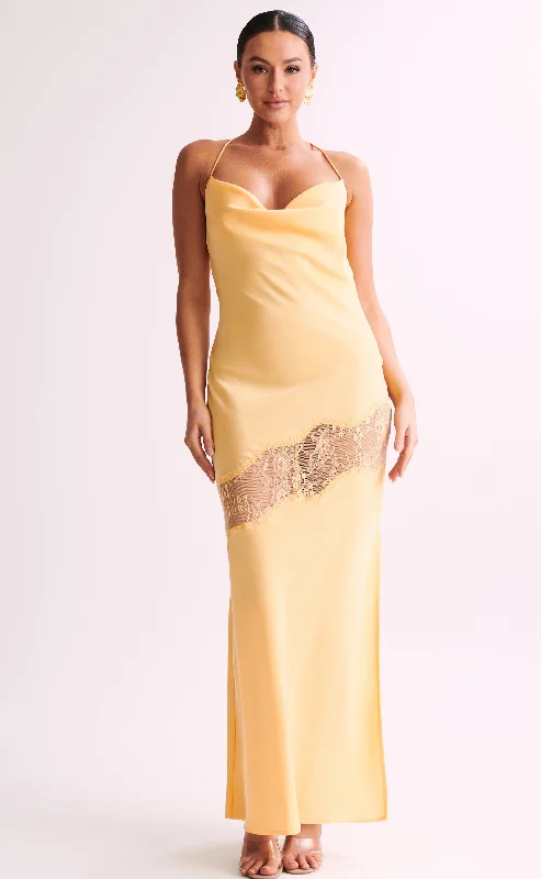 Chandra Lace Detail Dress (Yellow) Tunics Modern contemporary