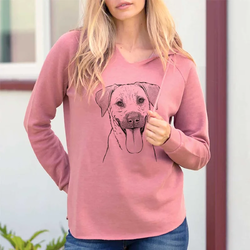 Koda the Black Mouth Cur - Cali Wave Hooded Sweatshirt Hoodie with Pastel Soft Subtle