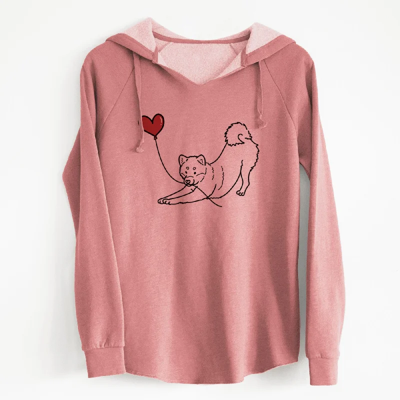 Shiba Inu Heart String - Cali Wave Hooded Sweatshirt Hoodie with Hem Fringe Bohemian Relaxed