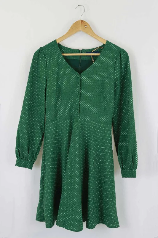 Princess Highway Green Polka Dot Dress 6 Casual Short Summer