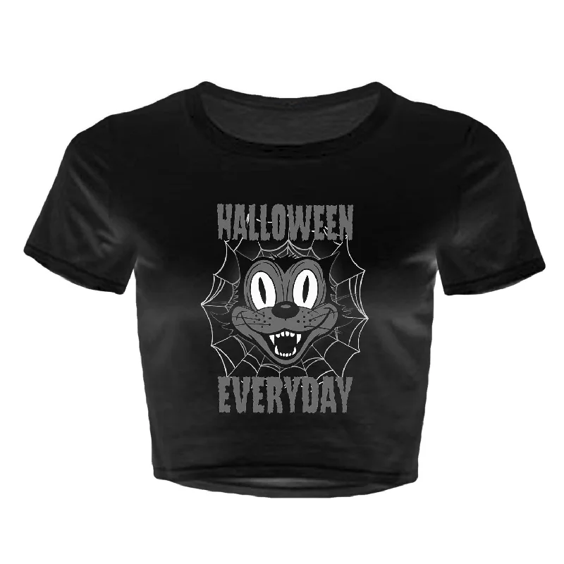 Halloween Everyday - Women's Crop Top Mesh Canvas Denim