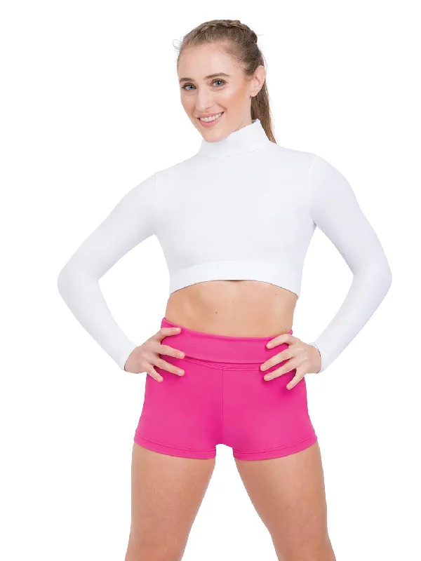 CAPEZIO TB107 TURTLENECK LONG SLEEVE CROP TOP Spandex Blend Rayon Blend Denim Blend