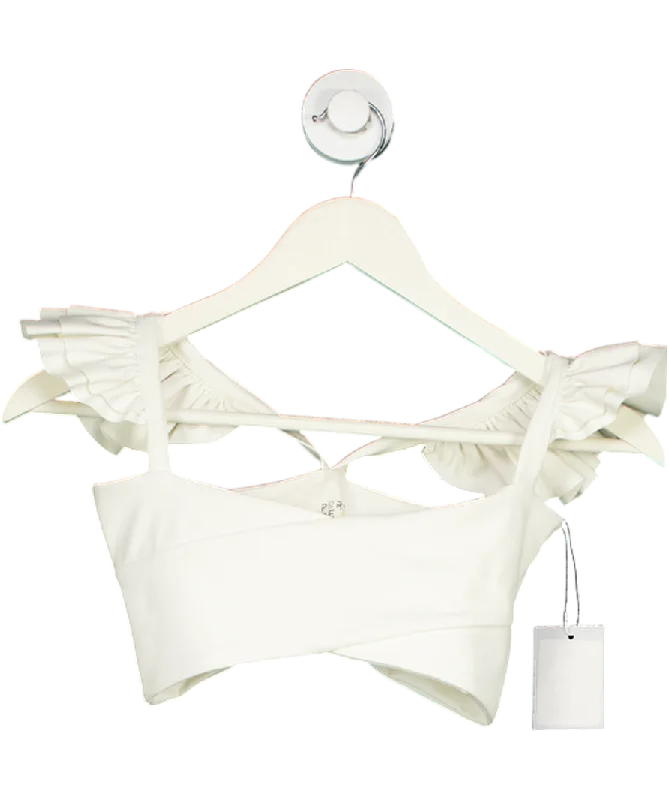 Port De Bras White Cross Crop Top UK XS Sequined Glittery Shiny